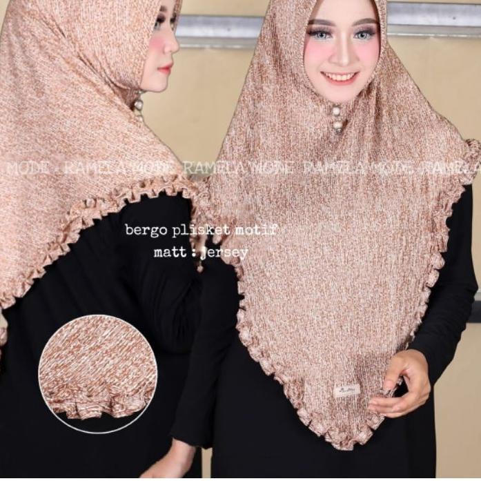 ✱ Bergo plisket motif gotik / Bergo plisket gotik motif / hijab instan plisket gotik / jilbab bergo 