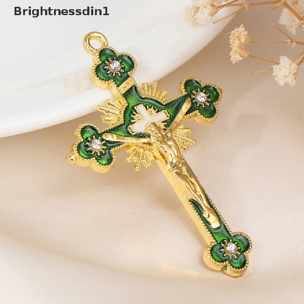 [Brightnessdin1] Salib Dinding Budded INRI Katolik Salib Kristen La Cross Fleuree Doa Gereja Dekorasi Gantung Salib Logam Aksesoris Perhiasan Kalung Liontin Butik