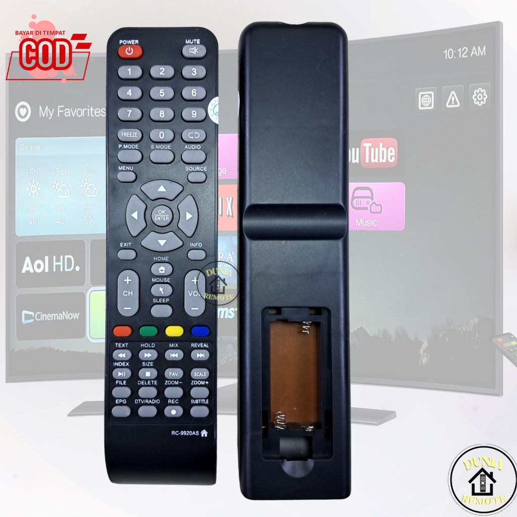 Remot Remote Smart Tv Akari Type RC-9920AS Led/Lcd No Voice Commandd