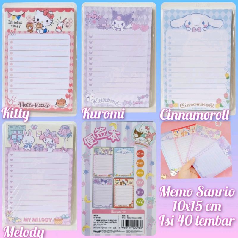 

memo sanrio kitty melody cinnamoroll kuromi