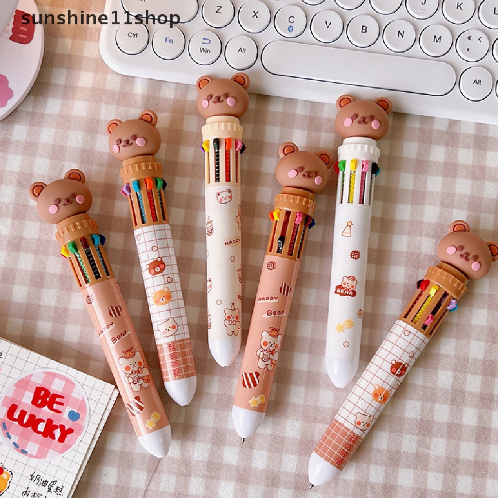 Sho Kawaii Bear Kartun Silikon 10warna Chunky Bolpoin Pulpen Sekolah Kantor Supply Hadiah Alat Tulis Papelaria Escolar N