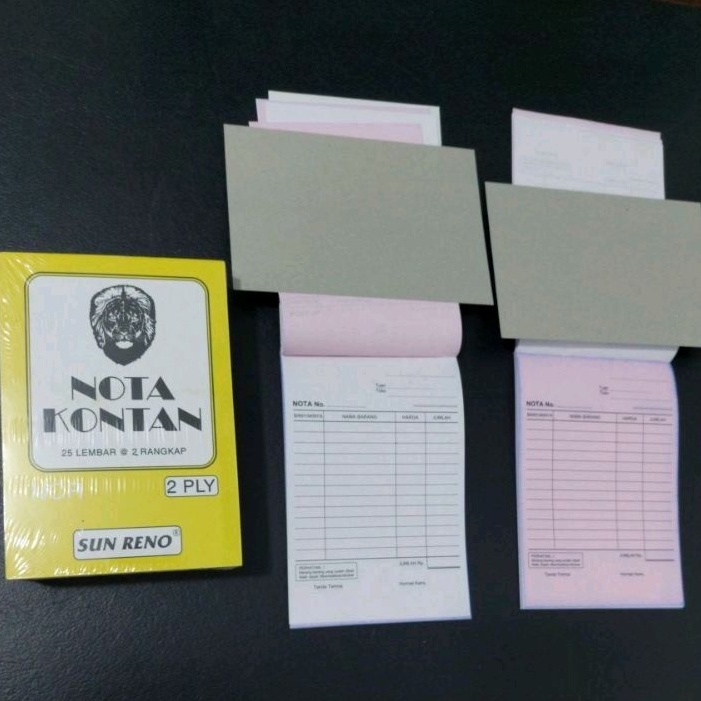 

RB Buku Nota Kontan Kecil 2 Ply NCR/Nota 2 Rangkap Merk SUN RENO.Made in Indonesia