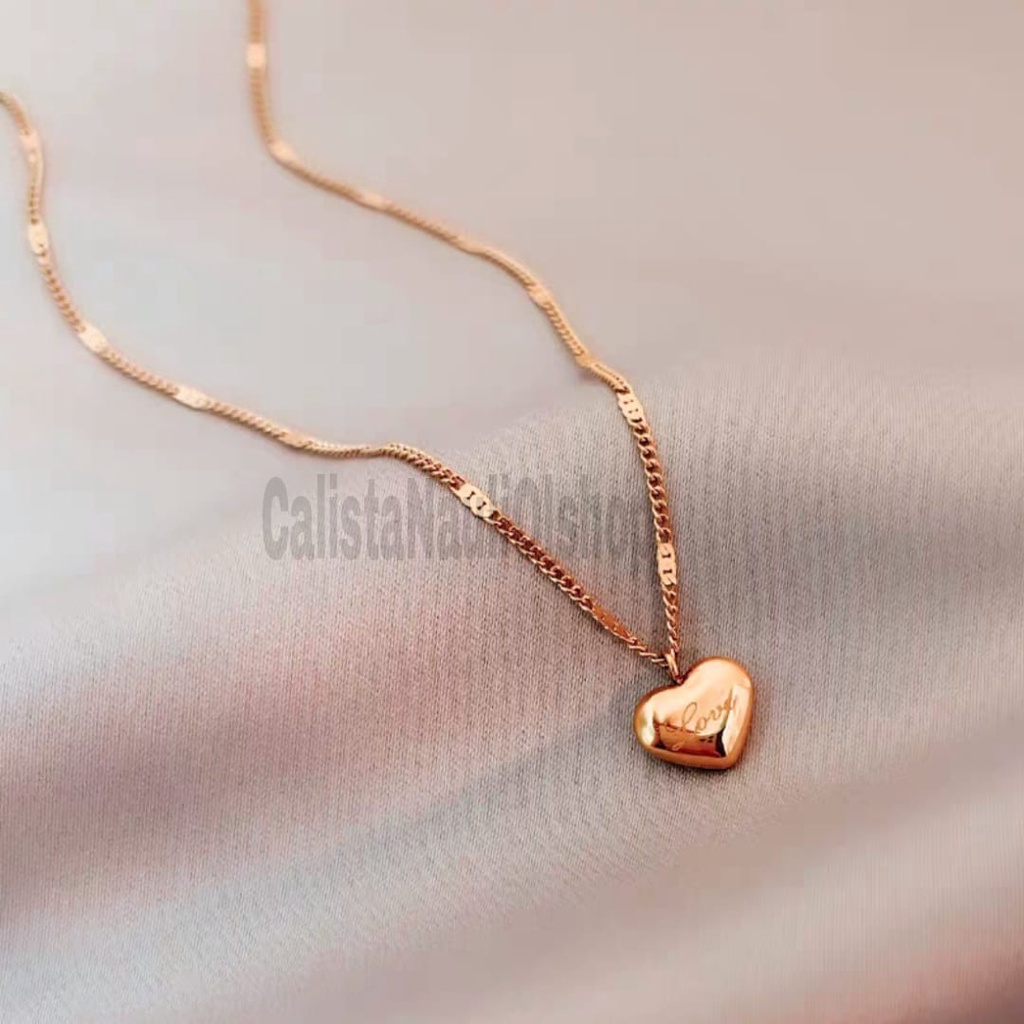 Kalung Titanium Love Rantai Spasi Korea Anti Karat Dan Anti Luntur