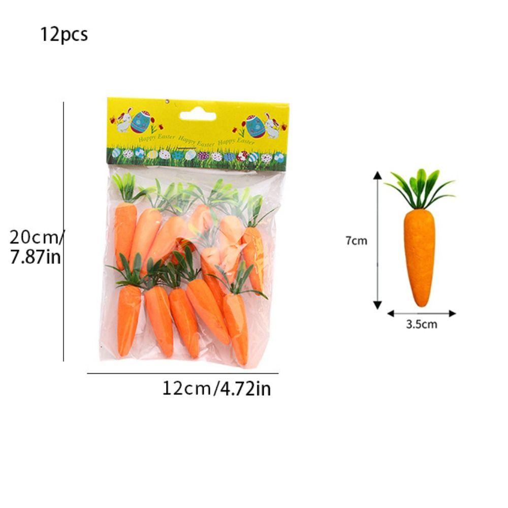 【 ELEGANT 】 Simulation Carrots Cute Durable 12pcs / set Environment-friendly No odor High-quality Easter Decoration Theme Party Toy Props Foam Crafts