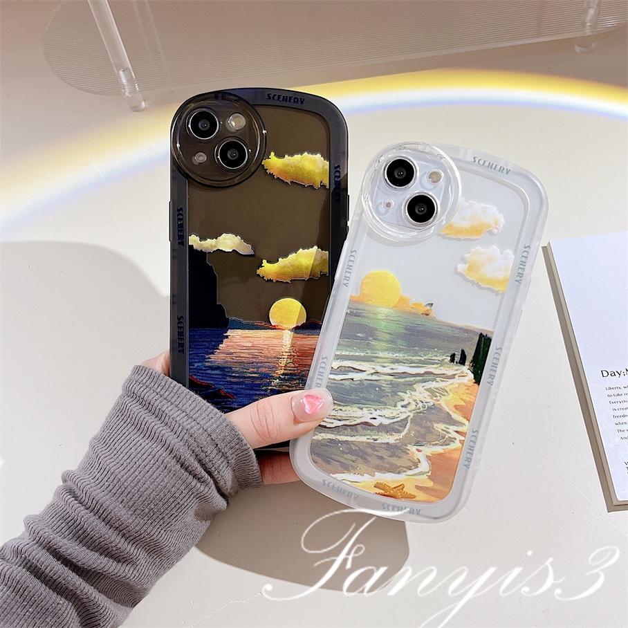 OPPO A78 A17 A17k A77 A77s A57 A76 A96 A16 A16s A16k A15 A15s A74 A54 A95 A94 A93 A53 A32 A5 A9 2020 A5s A3s Reno 8T 7Z 6Z 5Z 6 5 8 A52 A92 F11Pro Casing Telepon Seaside Sunset Lembut Sarung TPU