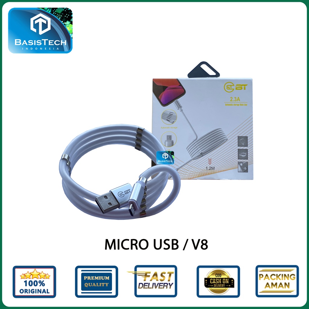 KABEL CASAN MAGNETIC MICRO USB V8 TYPE C LIGHTNING 2.3A PROTECT OVERCHARGE