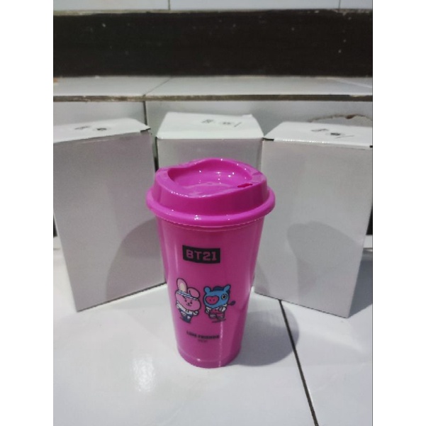 Tumbler BT21 Milk Life Pink / Botol minum BT21 Pink