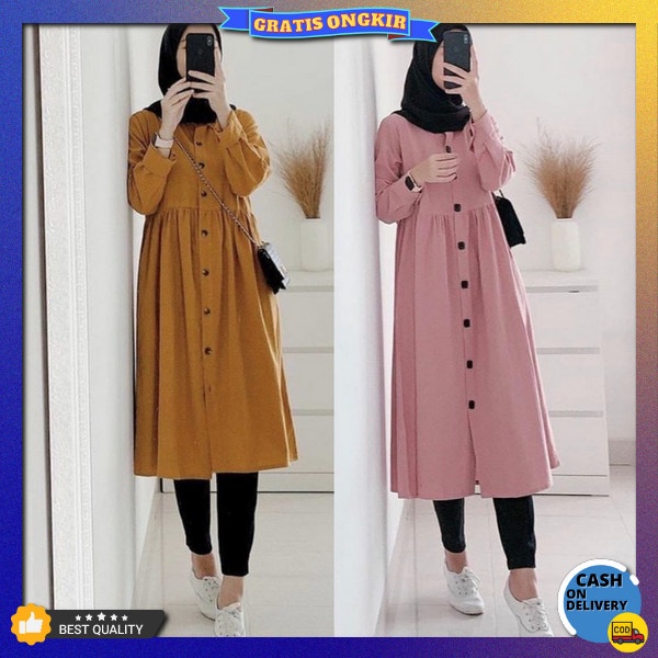 Tunij Cwek Korean Style Tonik Baju Lebaran 2023 Tynik Atasan Dewasa Fashion Muslim Dress Perempuan I