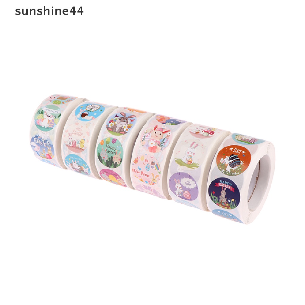 Sunshine 500Pcs/Roll 2.5cm Paskah Stiker Anak Happy Easter Bunny Kartun Sealing Labels ID