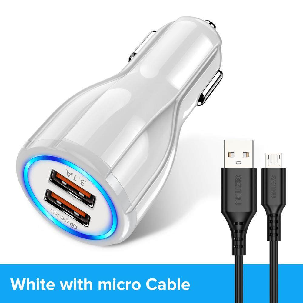 (Dalam stok, dikirim dari Jakarta)Pengisi Daya Mobil Mobil Pengisian Cepat 3.0 Port Ganda USB Type-C 65W Adaptor Cepat Logam