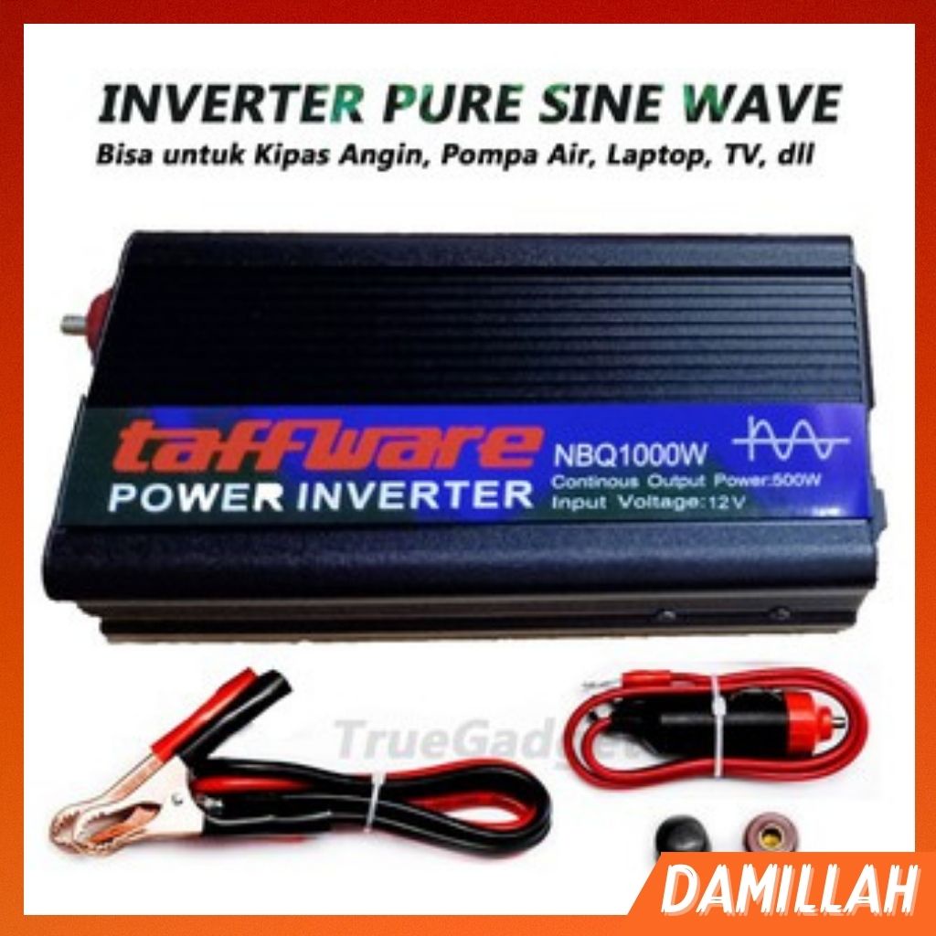 Power Inverter Pure Sine Wave PSW DC 12V to AC 220V 1000W Taffware Aki / Mobil