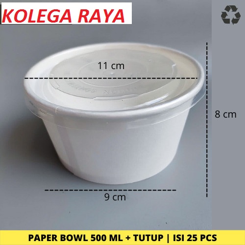 Paper Bowl ukuran 500ml+tutup isi25pcs