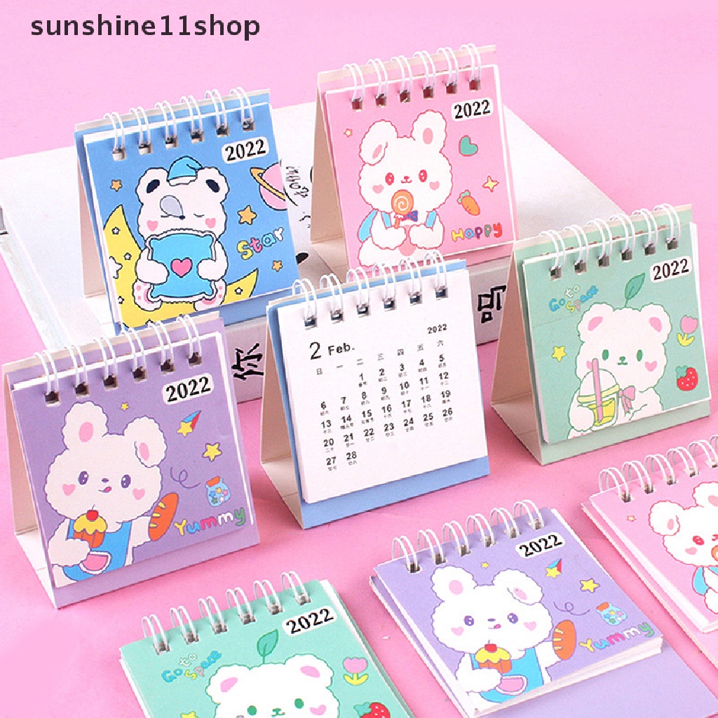 Sho 1PC 2023kartu Kartun Kelinci Desktop Kalender Mini Jadwal Harian Meja Planner N