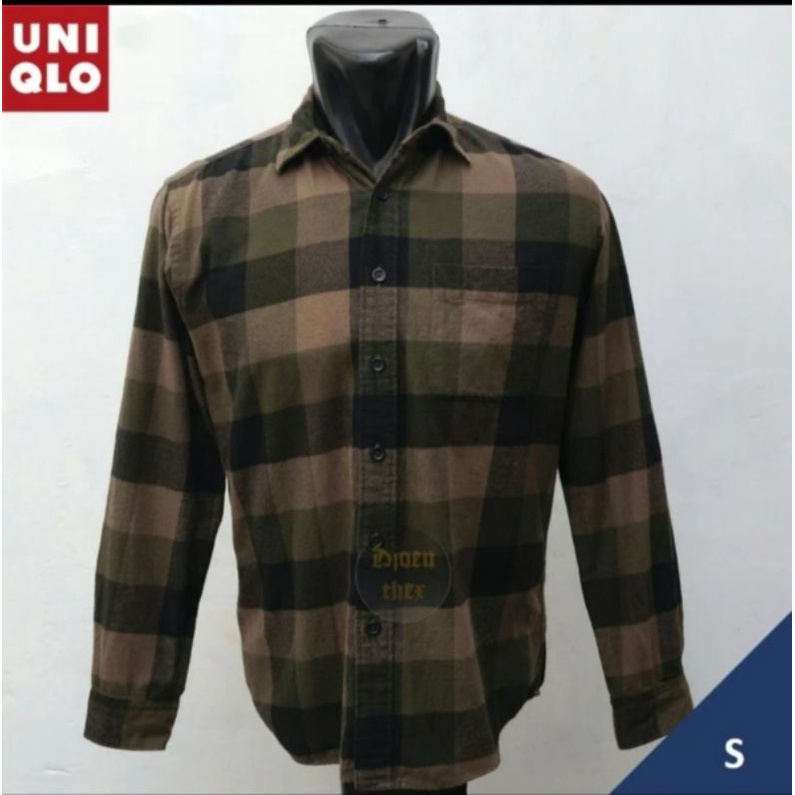 UNIQLO Kemeja Flannel Big Plaid Olive 44178