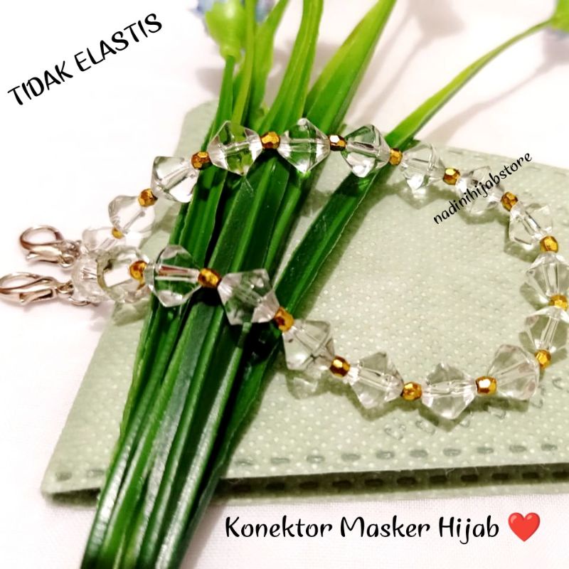 (TERBARU) Konektor Masker Mutiara Hijab / PengaitMasker / Pita Masker / Konektor Masker tidak Elastis 1