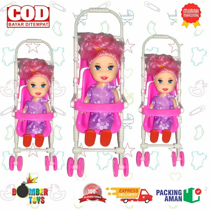 Boneka Berbi Barbi Kelly anak Solid Tangan Gerak Termurah Troli Tas