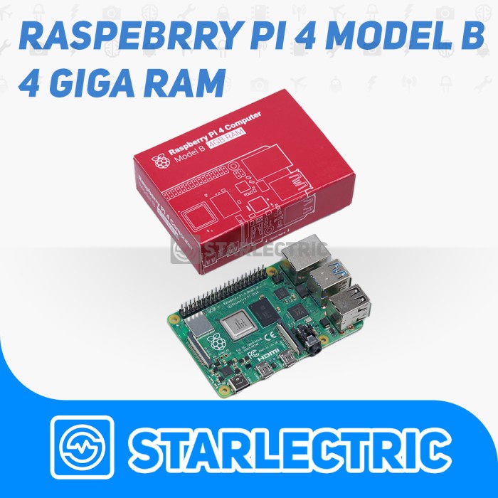 Terlaris Raspberry Pi 4 Ram 4Gb 4 Gb Raspi Pi4 Made In Uk
