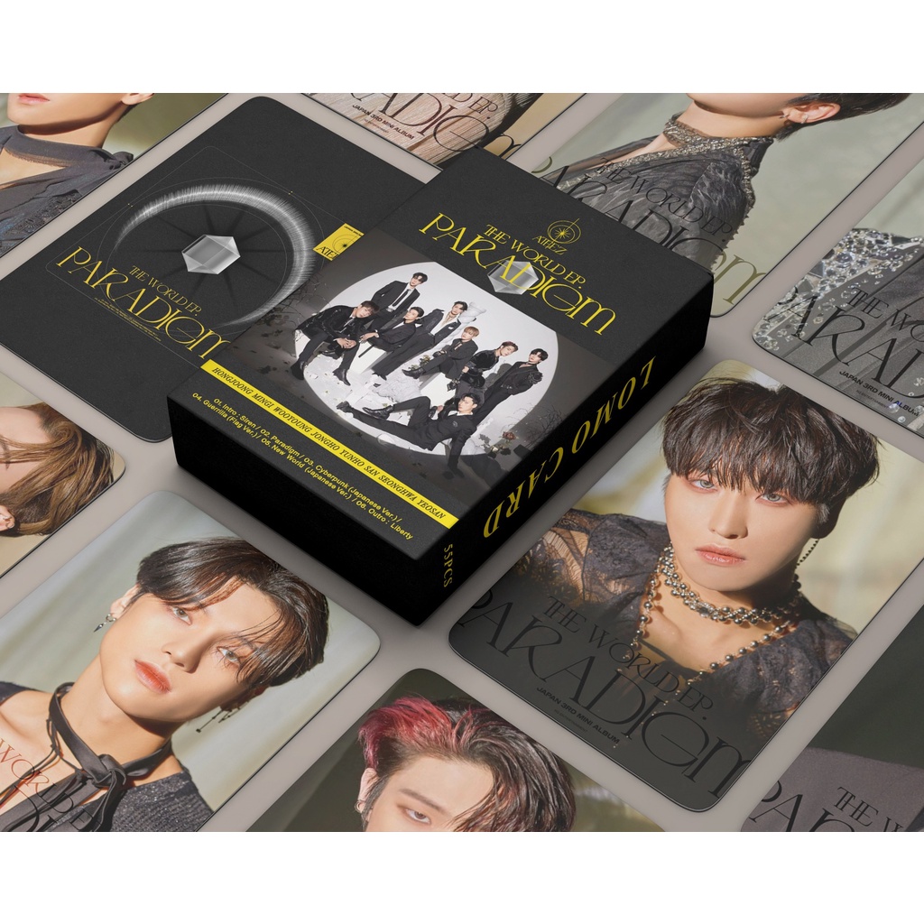 55pcs / box ATEEZ New Album Paradigm Photocards San Yunho Hongjoong Wooyoung Jongho Mingi Seonghwa Yeosang Lomo Cards Kpop Postcards READY STOCK