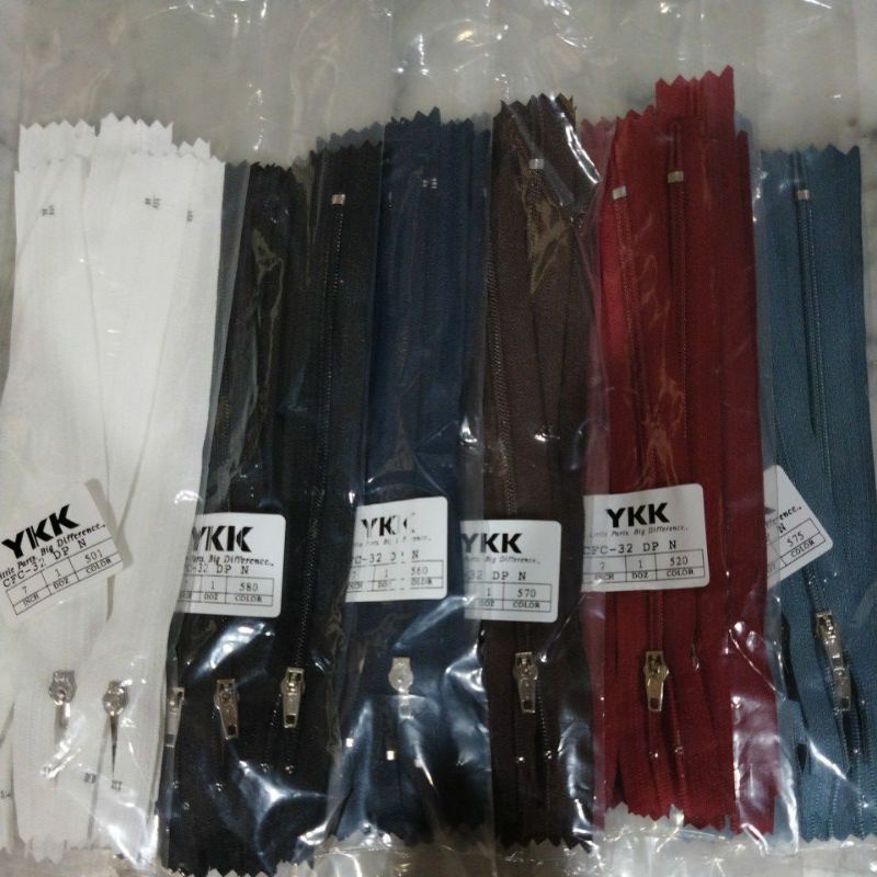 Resleting YKK 7 inch 17.5 cm / RIT YKK CFC 32 17,5 cm Kepala Nikel Kepala Cat Katalog 1