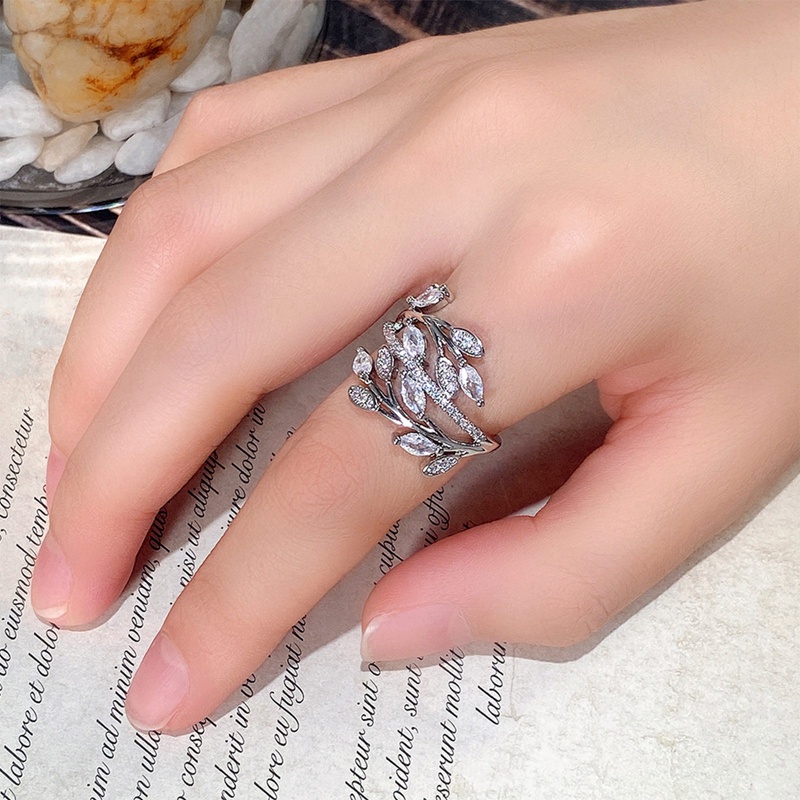 Desain Baru Daun Cabang Desain Perempuan Jari Cincin Mewah Cubic Zirconia Pernikahan Rings Untuk Wanita Pesta Fashion Perhiasan