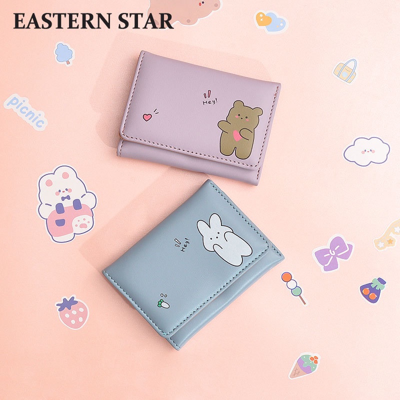 ♥DPS829♥ D245 Dompet Cetak Kartun Baru Dompet Mini Tiga Kali Lipat Minimalis Portabel Dompet Wanita Impor Murah Dompet Mini Cewek Kekinian Ldeal Untuk Dibawa Sehari-hari, Penyimpanan Koin, Dan Pemberian Hadiah