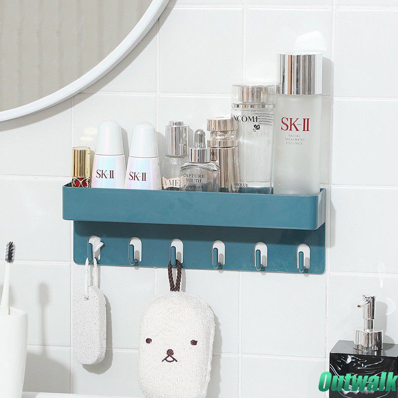 ღ Dinding Rak Gantung Perekat Diri Kamar Mandi Dapur Penyimpanan Keranjang Multifunctiona Gratis Punch Peralatan Penyimpanan Rumah Tangga Penyimpanan wadah