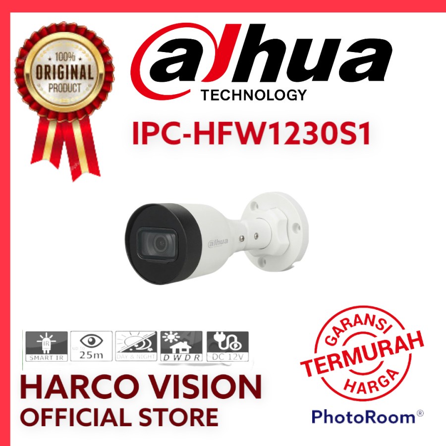 IP CAM INDOOR / OUTDOOR DAHUA IPC-HDW1230T1-S4 2MP IR FIXED IP NETWORK CAMERA POE ONVIF