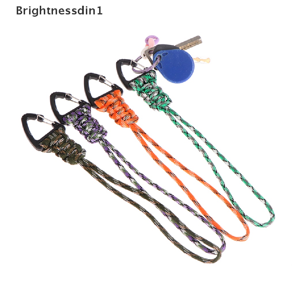 [Brightnessdin1] Paracord Gantungan Kunci Braided Lanyard Triangle Buckle Hook Parachute Cord Carabiner Butik