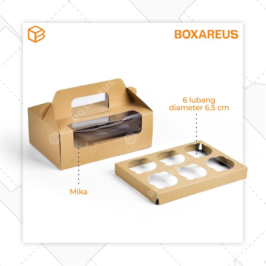 Dus Kue, Box Kue, Cake Box, Cup Cake Box | 40422 Brown DENGAN INSERT (10pc)