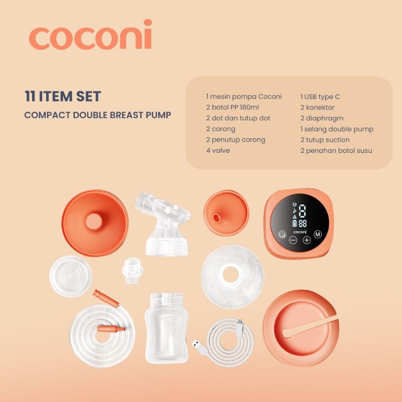 Coconi Compact Electric Double Breastpump / Pompa ASI Elektrik Ganda