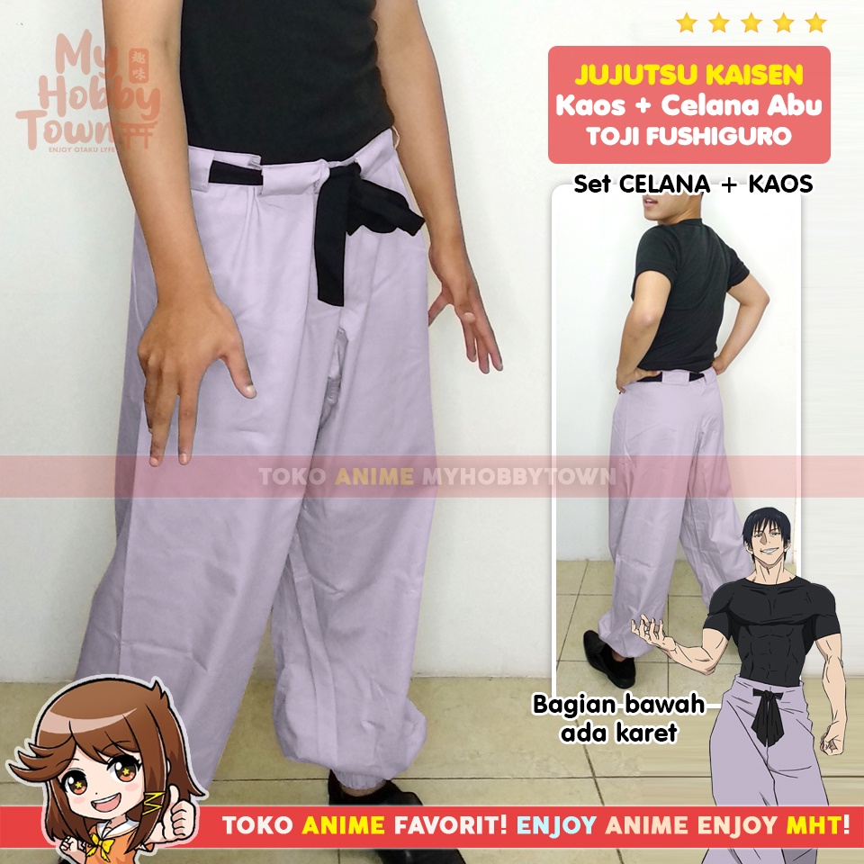 Kostum Cosplay Set Kaos Celana Fushiguro Toji Jujutsu Kaisen Abu Anime Ver