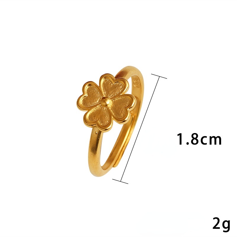 Goldkingdom Perhiasan Fashion Emas Asli Kadar 375Bangkok Aksesoris Ready Stock Bunga Kaya Dan Halus Cincin Longgar Yang Dapat Disesuaikan Bunga Kecil Wanita Cincin