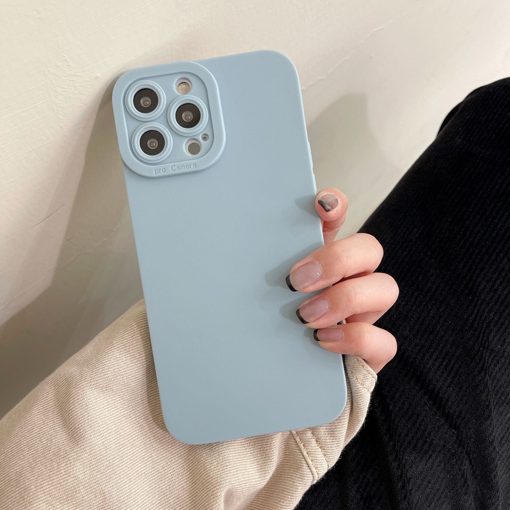 IPHONE Ins Style Simple Pure Color Skin Friendly Phone Case Untuk Iphone14 13 12 11 Pro Max X XS Max XR 78 Plus Canggih Shockproof Dan Tahan Jatuh