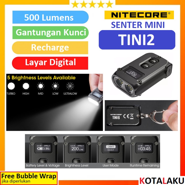 Terlaris Senter Nitecore Tini2 Tip2 Senter Mini Nitecore Hc60 V2 Senter Kepala