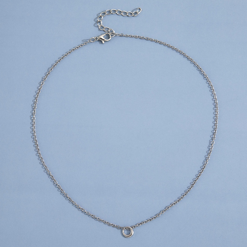 Temperamen Lingkaran Geometris Sederhana Liontin Fashion Kalung Kerah Rantai Jaring Kecil Merah Ins Keren