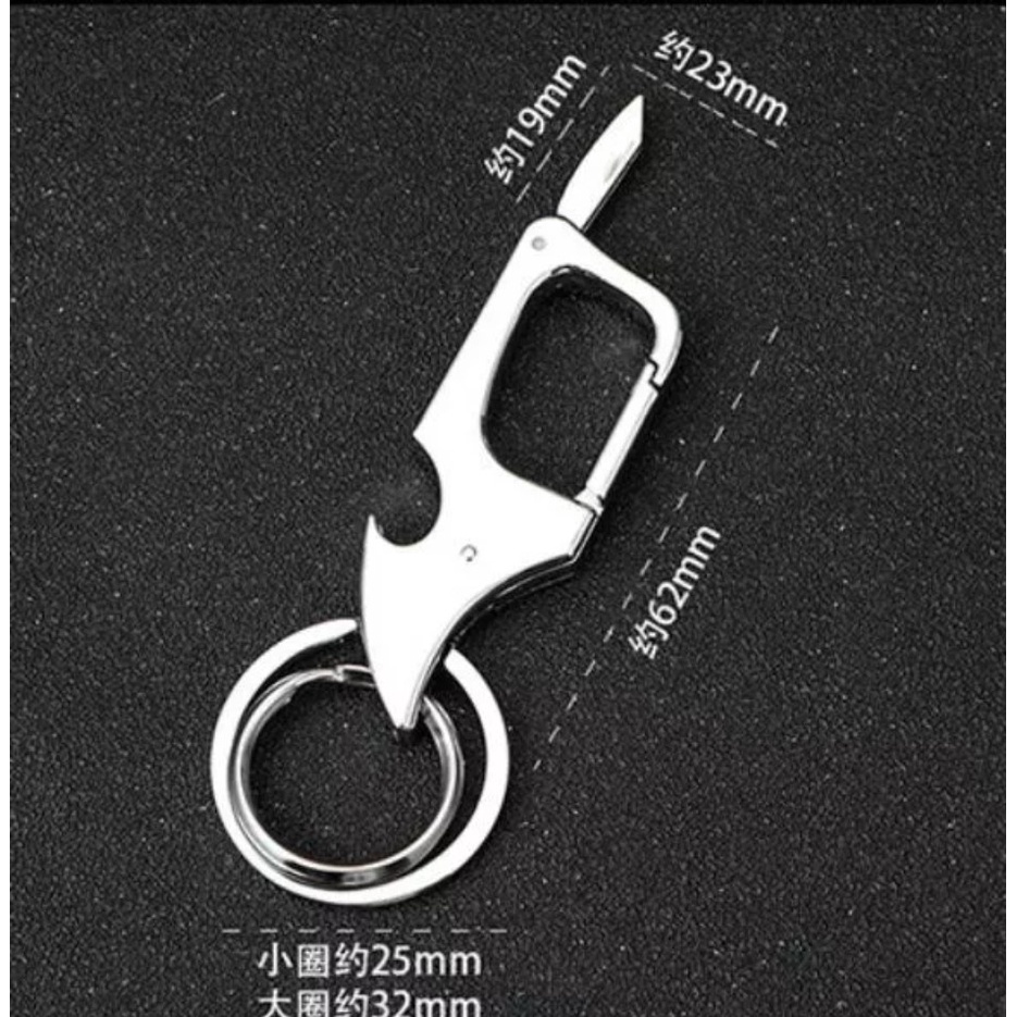 Gantungan Kunci Karabiner Pisau Mini 3in1 / Gantungan Kunci Mobil Motor Multifungsi