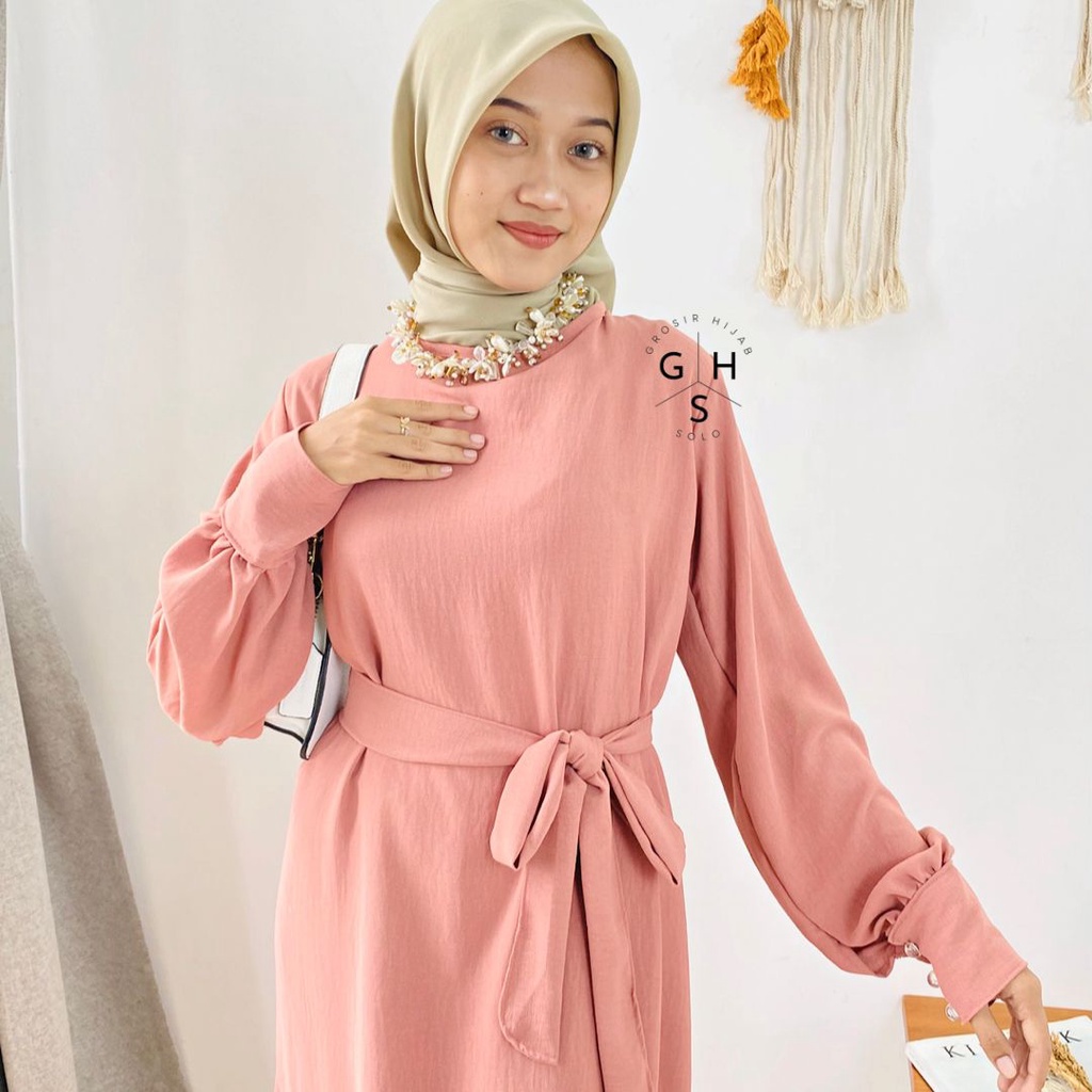 (DBY) GAMIS ORLINA LENGAN BALON DRESS WANITA CRINCLE AIRFLOW