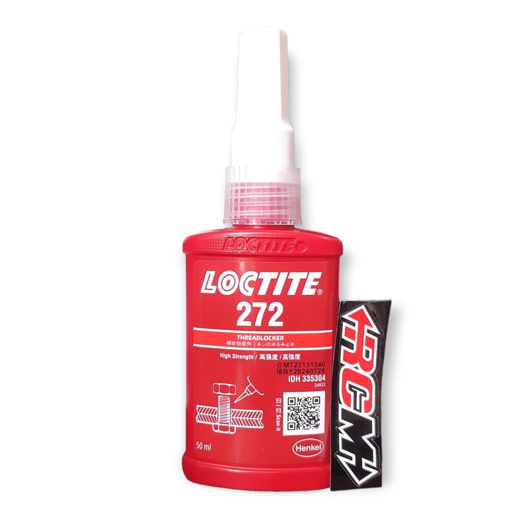 272 LEM LOCTITE THREADLOCKER PEREKAT MATERIAL MUR BAUT ANTI KENDOR ANTI BOCOR KOROSI KARAT TAHAN GETARAN DAN SUHU TINGGI WARNA MERAH RED HIGH STRENGTH ORI ORIGINAL LOCTITE ASLI