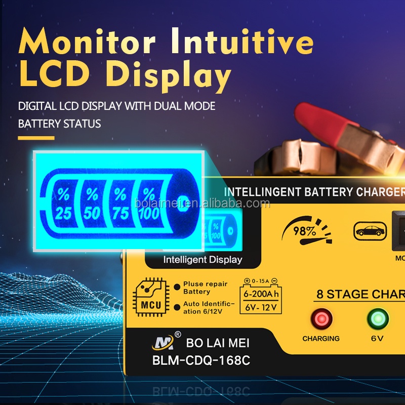 Charger Aki Mobil Dan Motor Otomatis Cas Accu Kering Dan Basah 250W 12V/24V 200AH Alat Pengecas Aki Motor Mobil Truk Digital Ces Aki Carger Murah