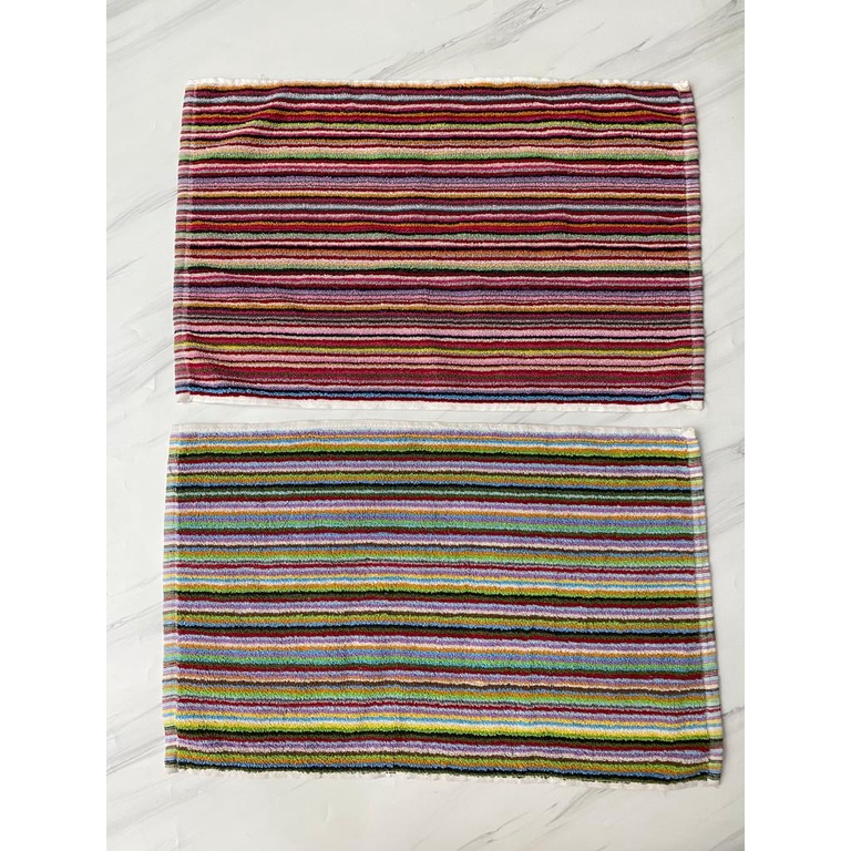 Keset Kaki Handuk Serap Air Corak Motif Salur Garis Pelangi Rainbow 40x60 Keset Lantai Tebal Kamar Mandi Keset Kaki Handuk Tebal Warna Tua Gelap