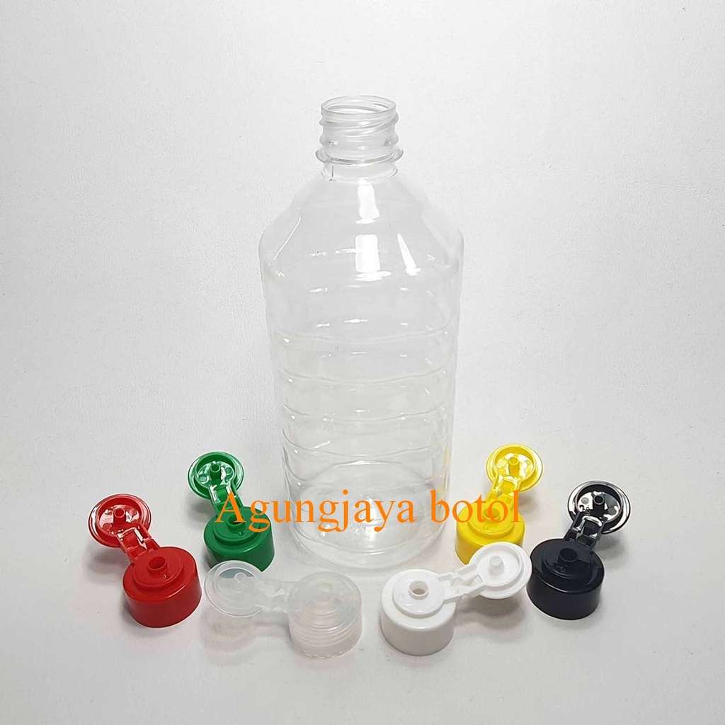 Botol Pet 1 L Kotak Pendek Tutup Fliptop Jamur / Botol Plastik / Botol Pet Tutup Fliptop / Botol Sab