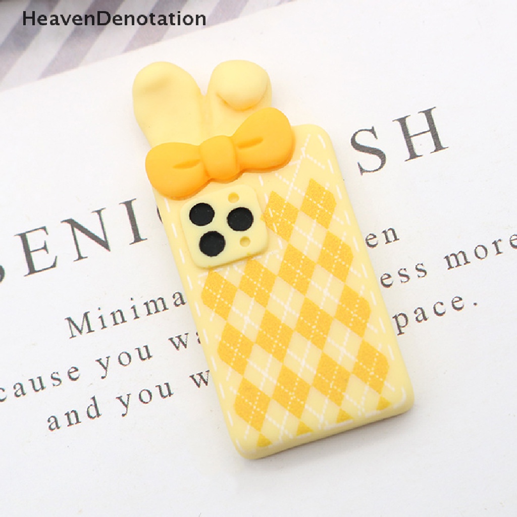 [HeavenDenotation] 1pc Ornamen Rumah Boneka mini Kartun Telinga Kelinci Lucu model Handphone HDV