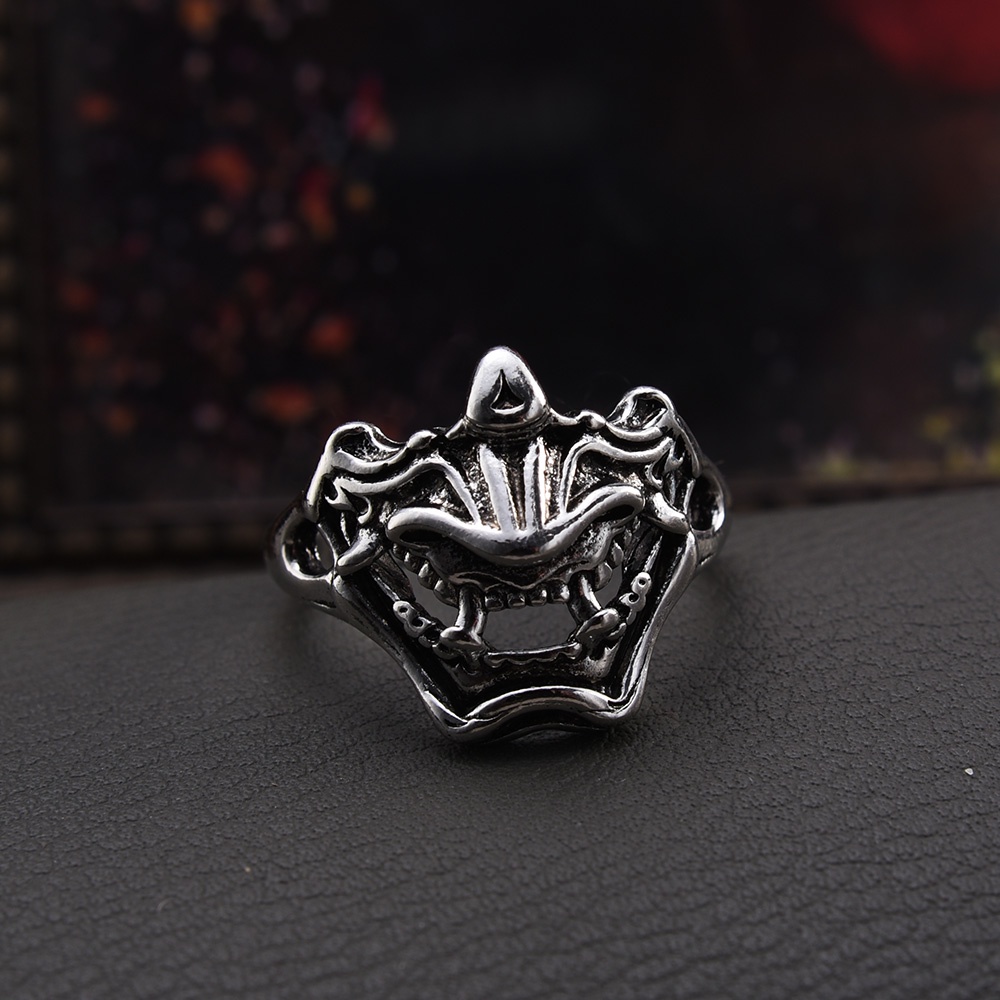 Wanita Pria Kreatif Wajah Setan Punk Jari Cincin Fashion Perhiasan Gaya Gothic Jalan Hip Hop Pesta Rings Adjustable Open