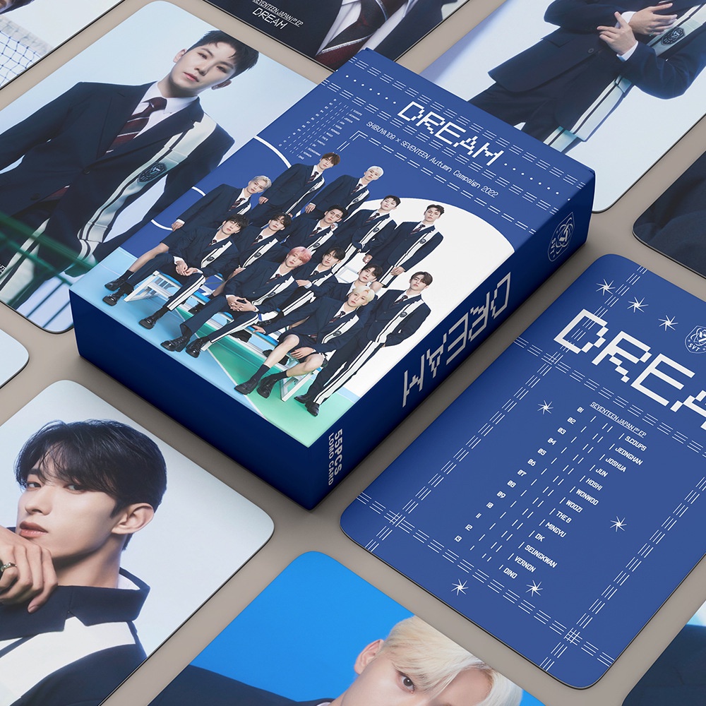 55pcs/box SEVENTEEN Japan Album DREAM Photocards S.COUPS JUN HOSHI DK THE8 DINO WOOZI SEUNGKWAN Kartu Lomo Kpop Postcards