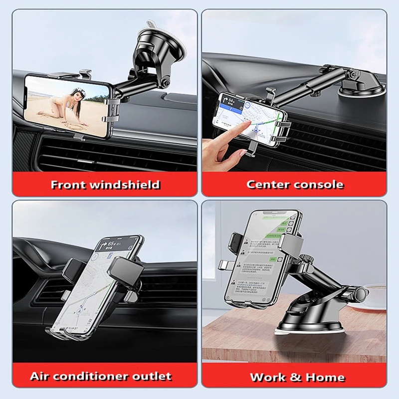 58 * 110mm Telescopic Rod Base Dudukan Ponsel Mobil Suction Cup Car Mobile Phone Holder Adjustable Mobile Phone Holder Aksesoris Interior Mobil