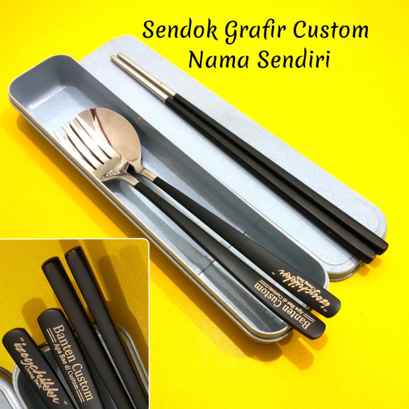 Alat Makan Sendok Korea Custom Nama plus box sendok nama