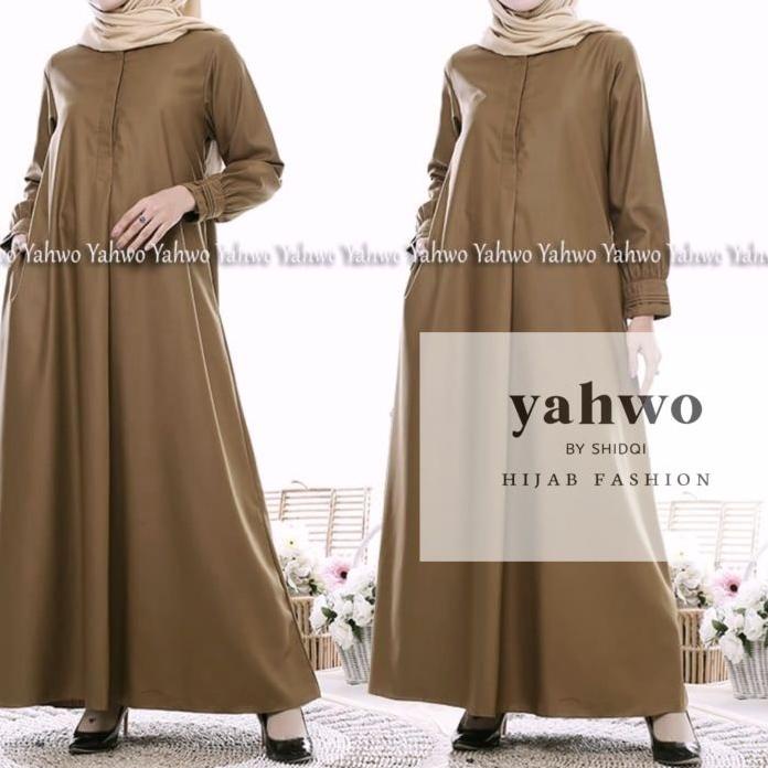 ❉ GAMIS PNS KHAKI/PDH/PEMDA/gamis kerja/katun toyobo/kancing depan/OFNESEL/S,M,L,XL,XXL,XXXL,JUMBO ♘
