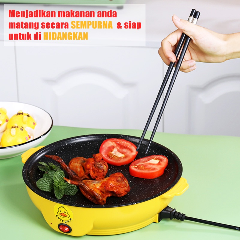 Panci Elektrik Panci BBQ Panggang Pan Anti Lengket Variasi 22cm 26cm Cute Duck