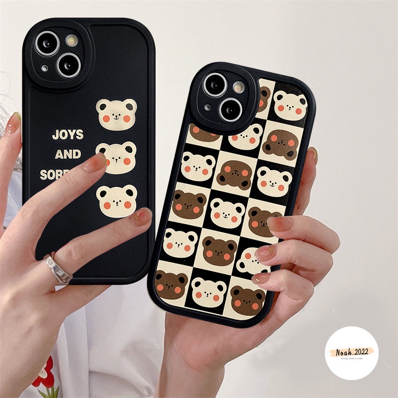 Ins Korean Cartoon Bear Case Compatible for iPhone 11 12 13 14 Pro Max 6 6s 7 8 Plus XR X XS MAX SE 2020 Cute Full Protective Soft Case TPU Phone Cover