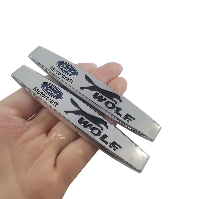 2x Metal FORD RACING Serigala Logo Mobil Auto Side Fender Belakang Dekoratif Emblem Badge Decal Stiker Untuk FORD